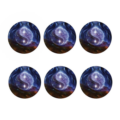 Woman Space Yin Yang Painting Print Coaster Set