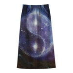 Woman Space Yin Yang Painting Print Cotton Front Slit Maxi Skirt