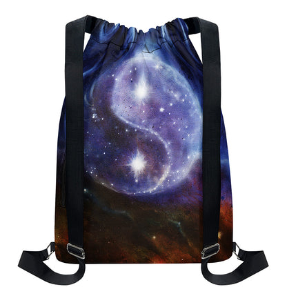 Woman Space Yin Yang Painting Print Drawstring Backpack