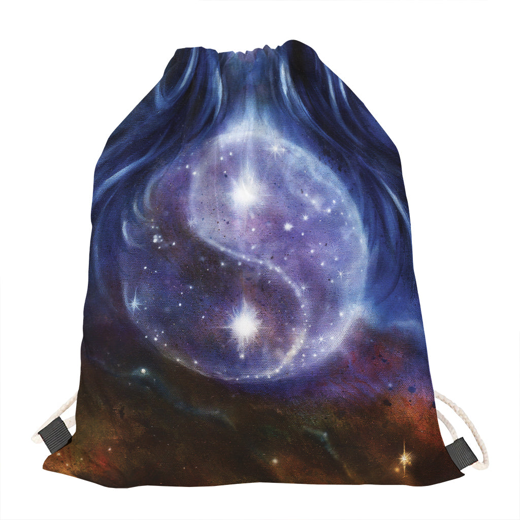 Woman Space Yin Yang Painting Print Drawstring Bag