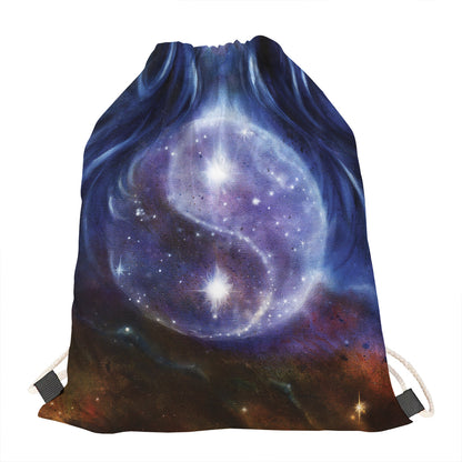 Woman Space Yin Yang Painting Print Drawstring Bag