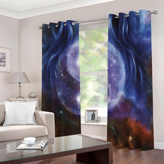 Woman Space Yin Yang Painting Print Extra Wide Grommet Curtains