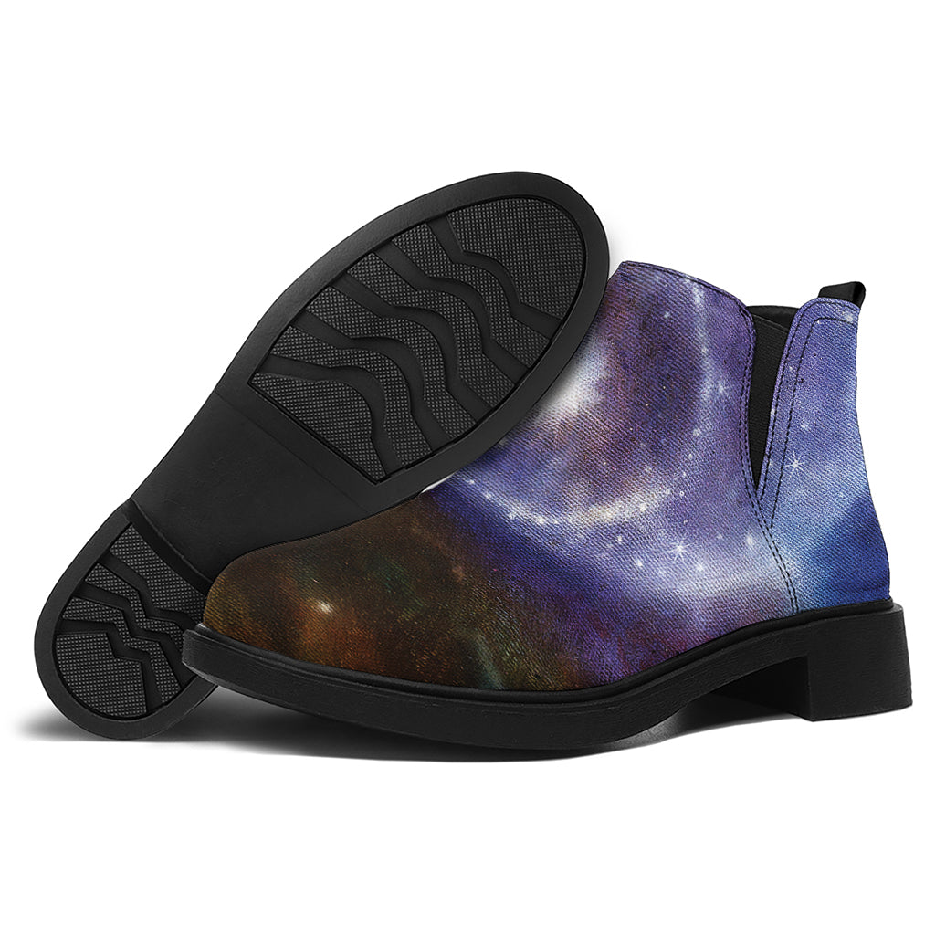 Woman Space Yin Yang Painting Print Flat Ankle Boots