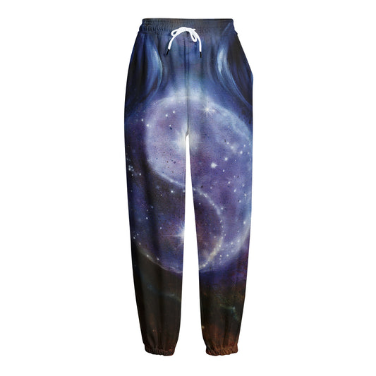 Woman Space Yin Yang Painting Print Fleece Lined Knit Pants