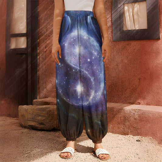 Woman Space Yin Yang Painting Print Harem Pants