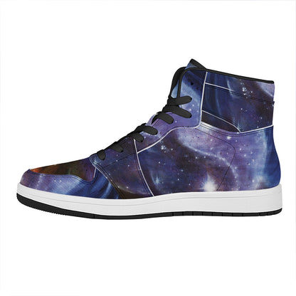 Woman Space Yin Yang Painting Print High Top Leather Sneakers