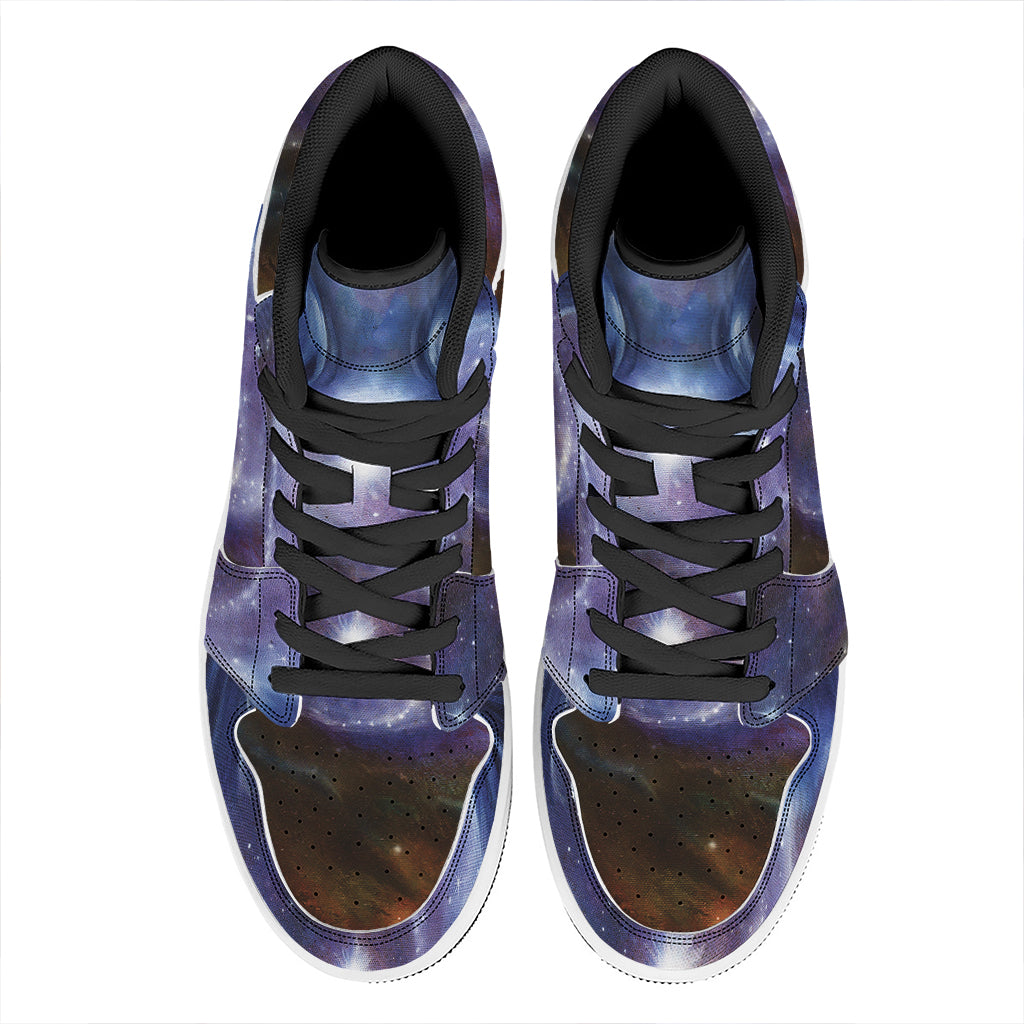 Woman Space Yin Yang Painting Print High Top Leather Sneakers