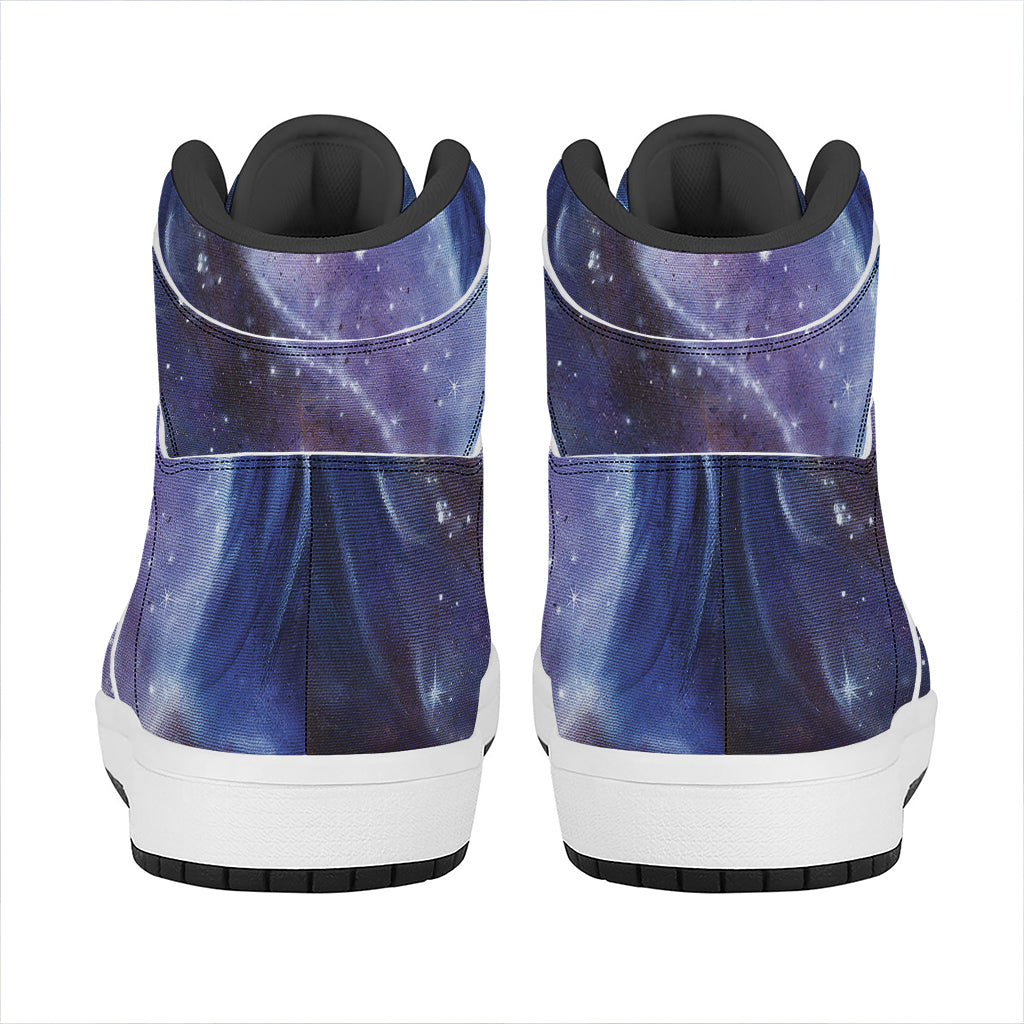 Woman Space Yin Yang Painting Print High Top Leather Sneakers