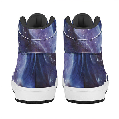 Woman Space Yin Yang Painting Print High Top Leather Sneakers