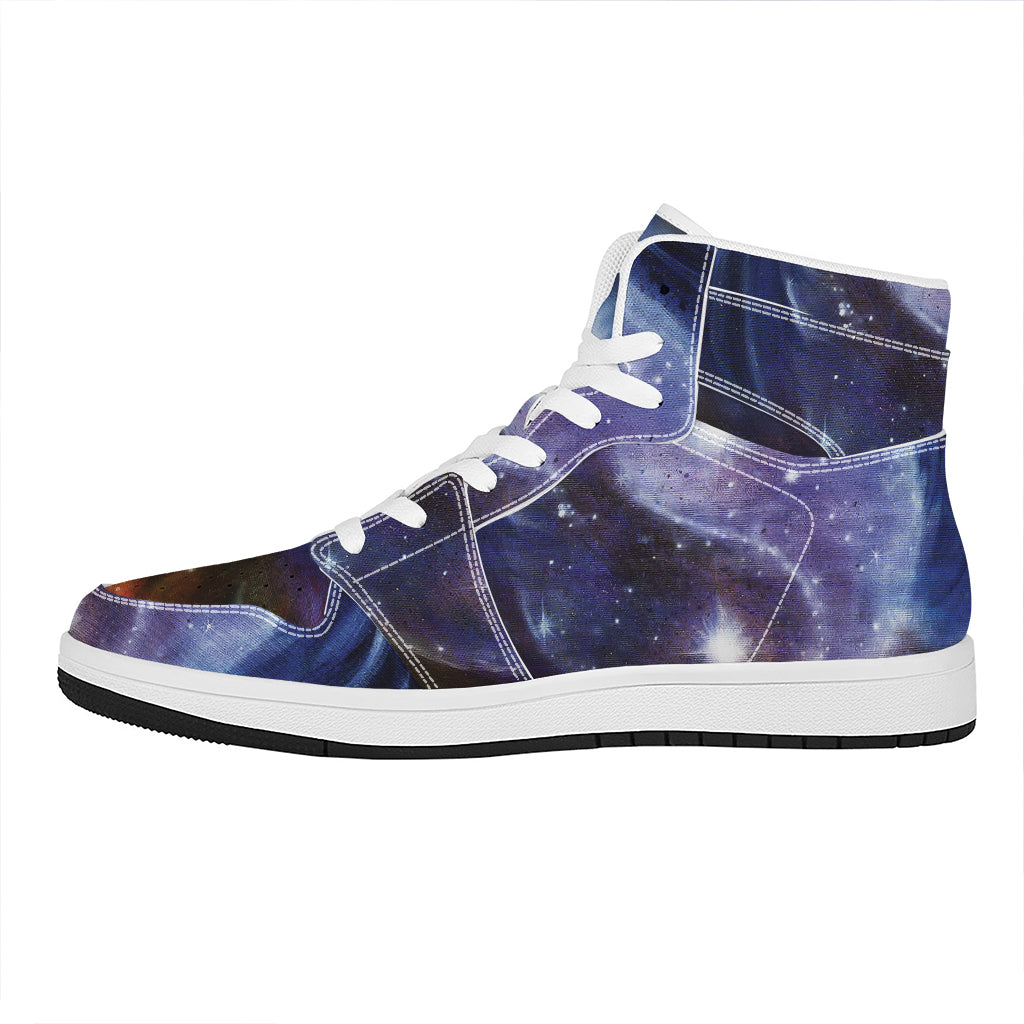 Woman Space Yin Yang Painting Print High Top Leather Sneakers