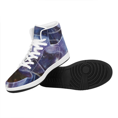 Woman Space Yin Yang Painting Print High Top Leather Sneakers