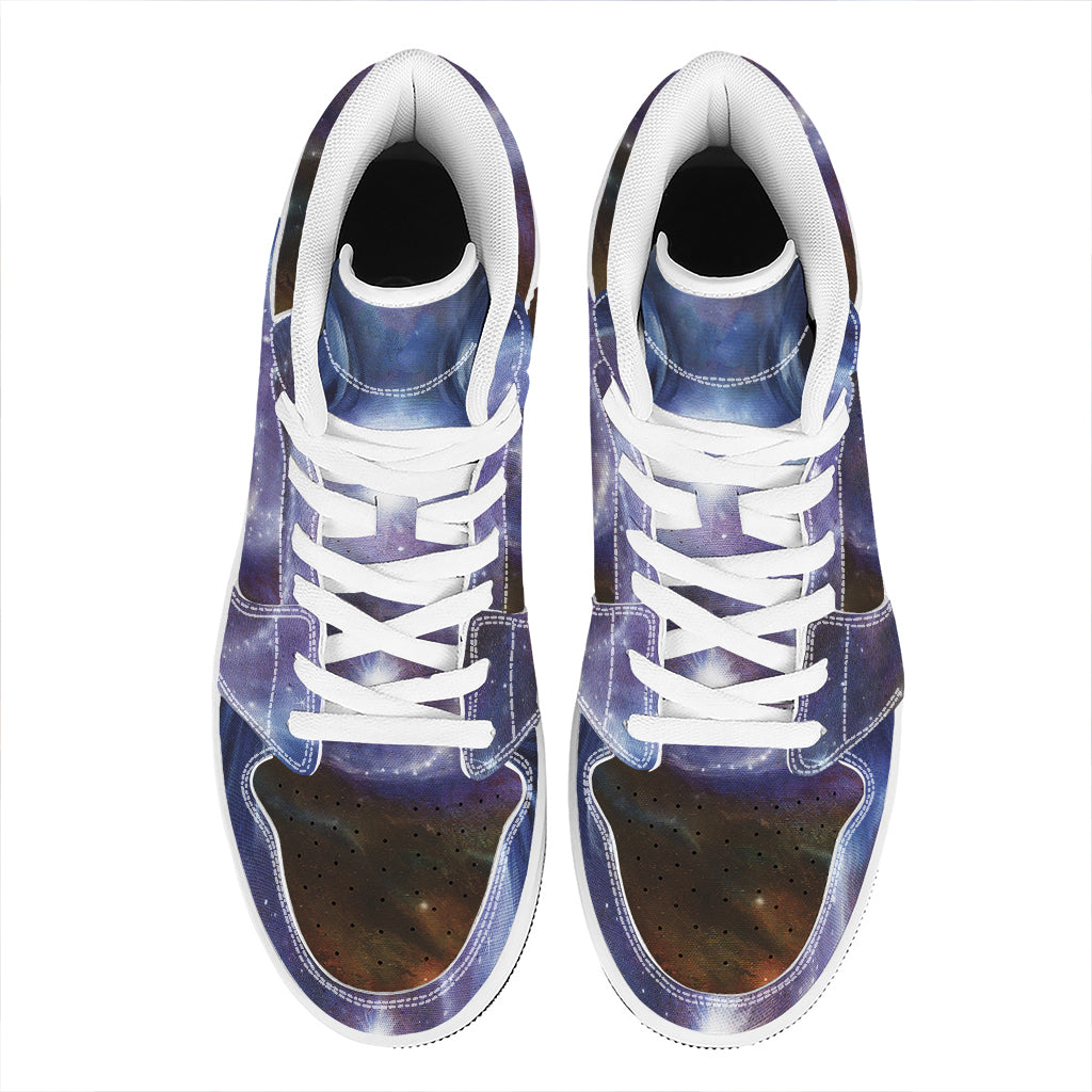 Woman Space Yin Yang Painting Print High Top Leather Sneakers