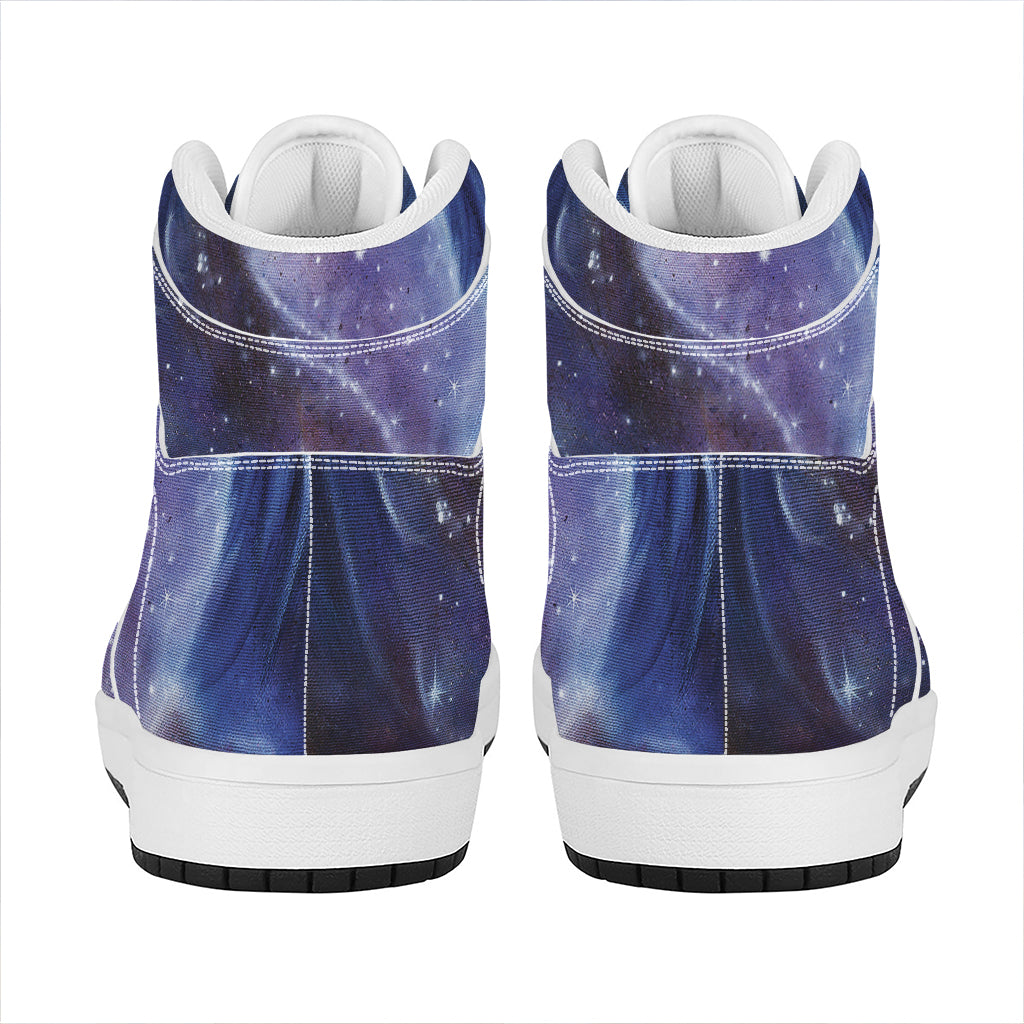 Woman Space Yin Yang Painting Print High Top Leather Sneakers