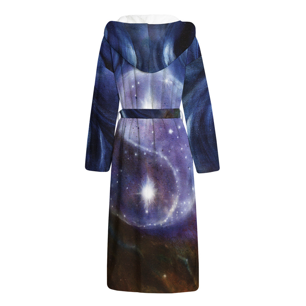 Woman Space Yin Yang Painting Print Hooded Bathrobe