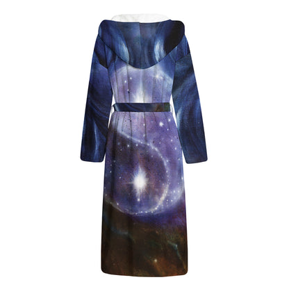 Woman Space Yin Yang Painting Print Hooded Bathrobe