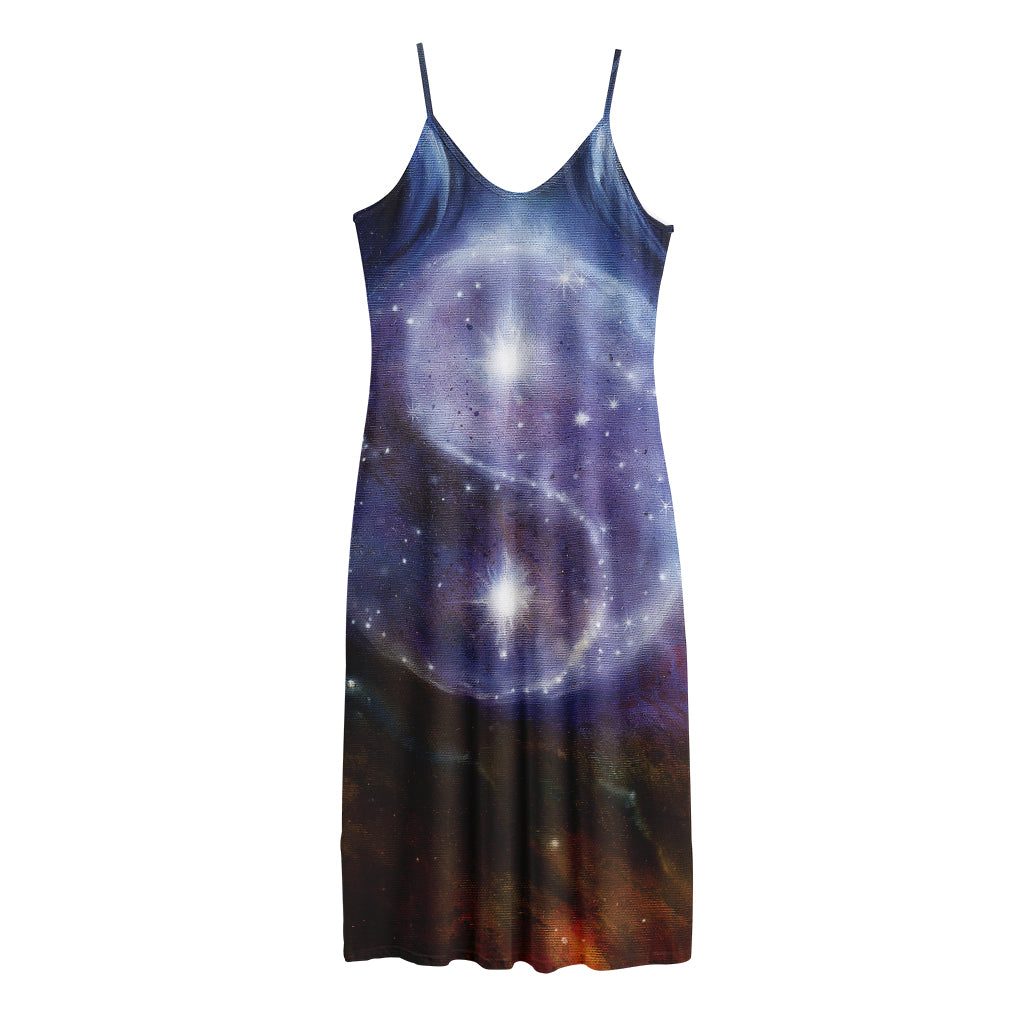 Woman Space Yin Yang Painting Print Jersey Midi Cami Dress