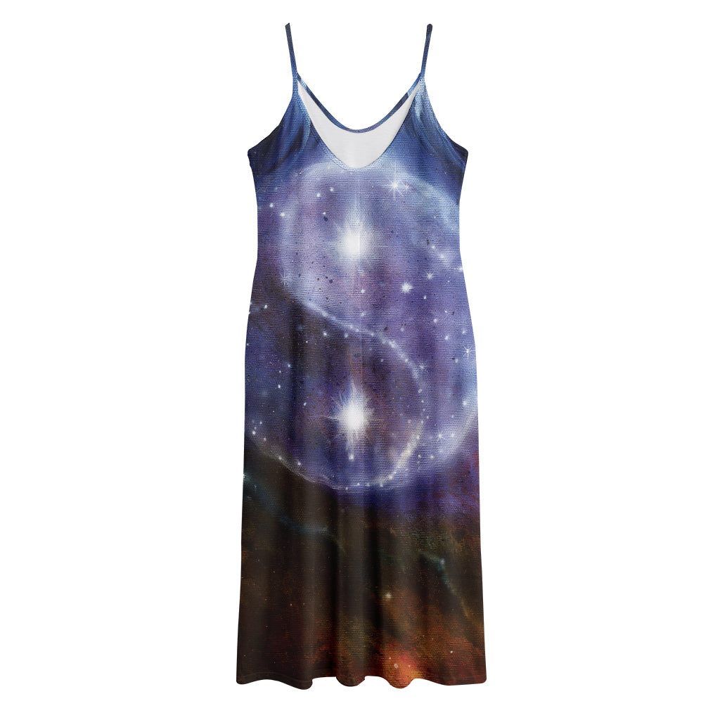 Woman Space Yin Yang Painting Print Jersey Midi Cami Dress