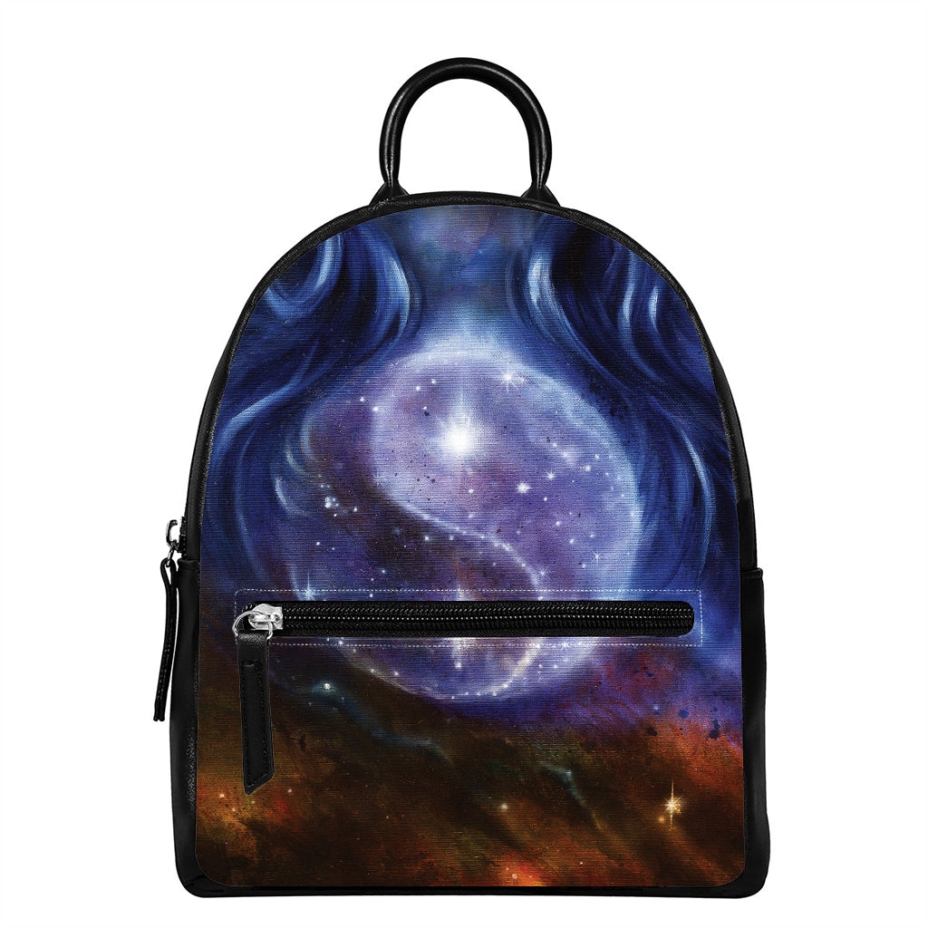 Woman Space Yin Yang Painting Print Leather Backpack