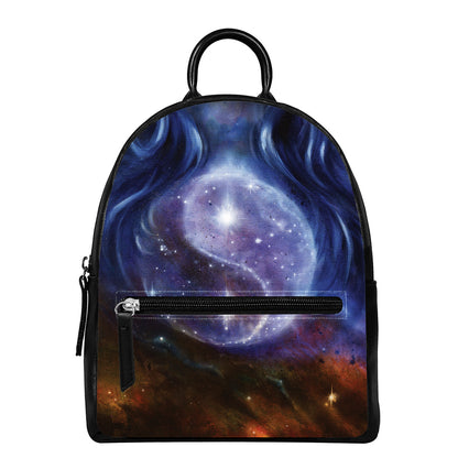 Woman Space Yin Yang Painting Print Leather Backpack