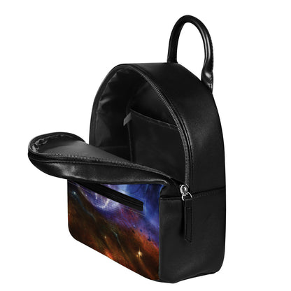 Woman Space Yin Yang Painting Print Leather Backpack