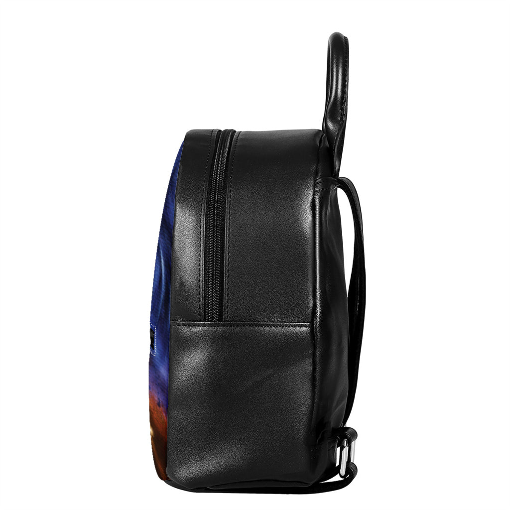 Woman Space Yin Yang Painting Print Leather Backpack