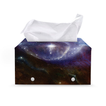 Woman Space Yin Yang Painting Print Leather Tissue Box Cover