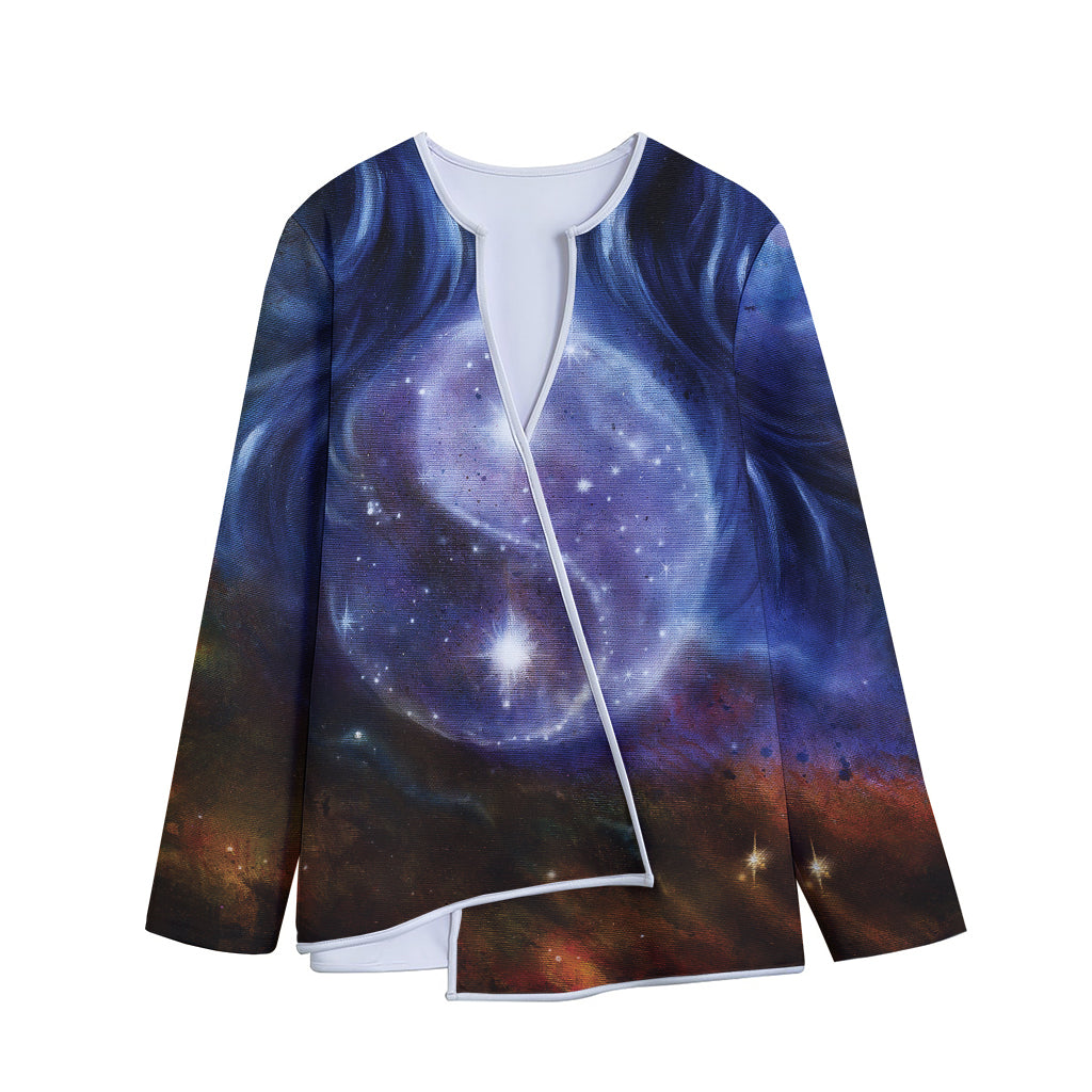 Woman Space Yin Yang Painting Print Long Sleeve Short Coat