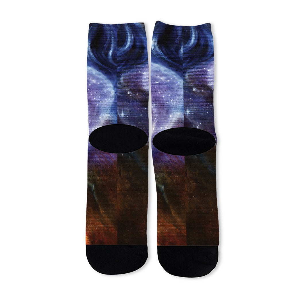 Woman Space Yin Yang Painting Print Long Socks