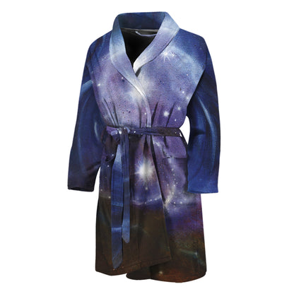 Woman Space Yin Yang Painting Print Men's Bathrobe