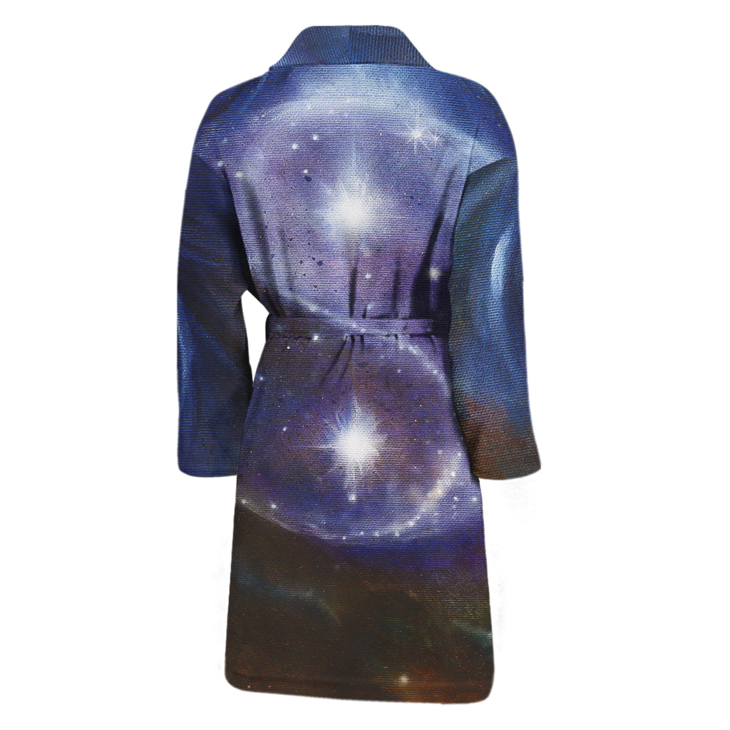 Woman Space Yin Yang Painting Print Men's Bathrobe