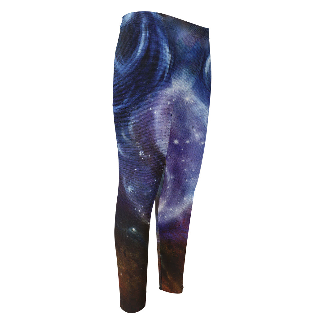 Woman Space Yin Yang Painting Print Men's Compression Pants