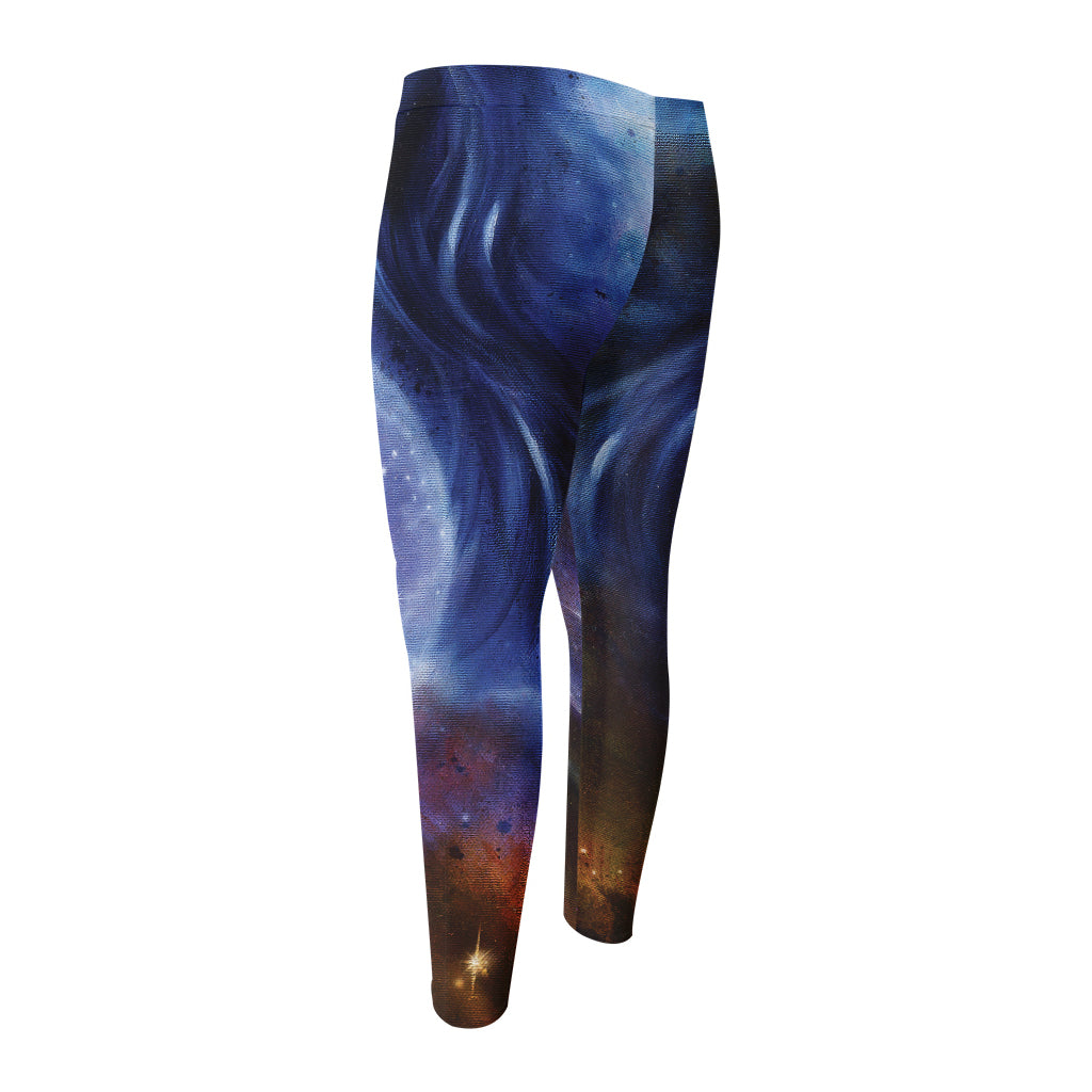 Woman Space Yin Yang Painting Print Men's Compression Pants