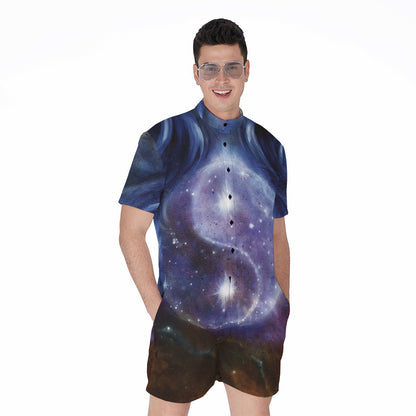 Woman Space Yin Yang Painting Print Men's Rompers