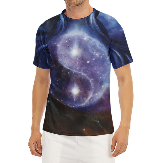 Woman Space Yin Yang Painting Print Men's Short Sleeve Rash Guard