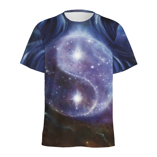Woman Space Yin Yang Painting Print Men's Sports T-Shirt