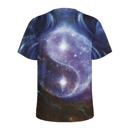 Woman Space Yin Yang Painting Print Men's Sports T-Shirt