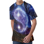 Woman Space Yin Yang Painting Print Men's Velvet T-Shirt
