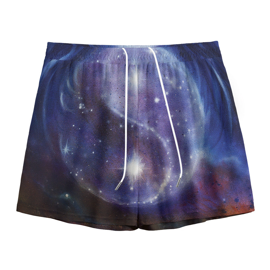 Woman Space Yin Yang Painting Print Mesh Shorts