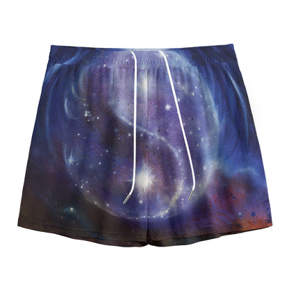 Woman Space Yin Yang Painting Print Mesh Shorts