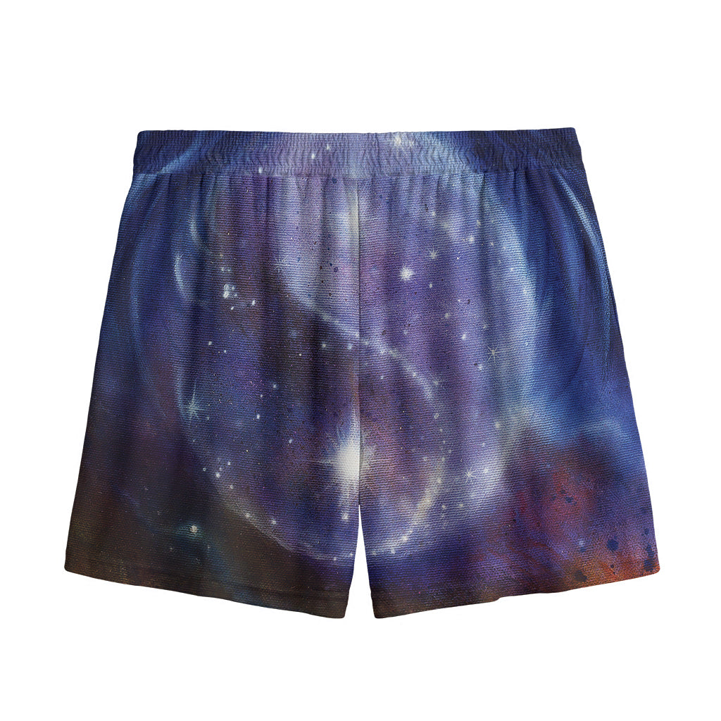 Woman Space Yin Yang Painting Print Mesh Shorts