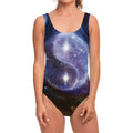 Woman Space Yin Yang Painting Print One Piece Swimsuit