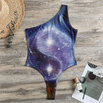 Woman Space Yin Yang Painting Print One Shoulder Bodysuit