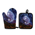 Woman Space Yin Yang Painting Print Oven Mitt And Pot Holder Set