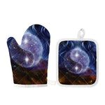 Woman Space Yin Yang Painting Print Oven Mitt And Pot Holder Set