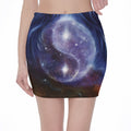 Woman Space Yin Yang Painting Print Pencil Mini Skirt
