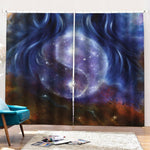 Woman Space Yin Yang Painting Print Pencil Pleat Curtains