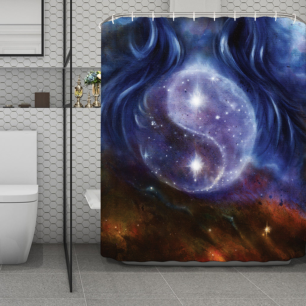 Woman Space Yin Yang Painting Print Polyester Shower Curtain