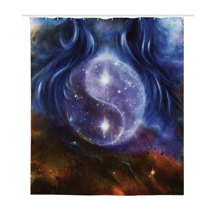 Woman Space Yin Yang Painting Print Polyester Shower Curtain
