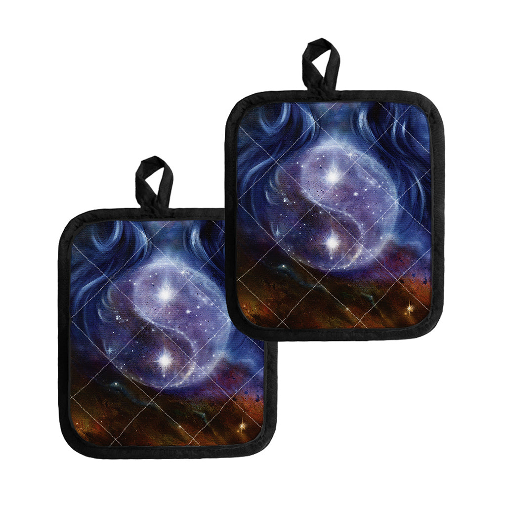 Woman Space Yin Yang Painting Print Pot Holders