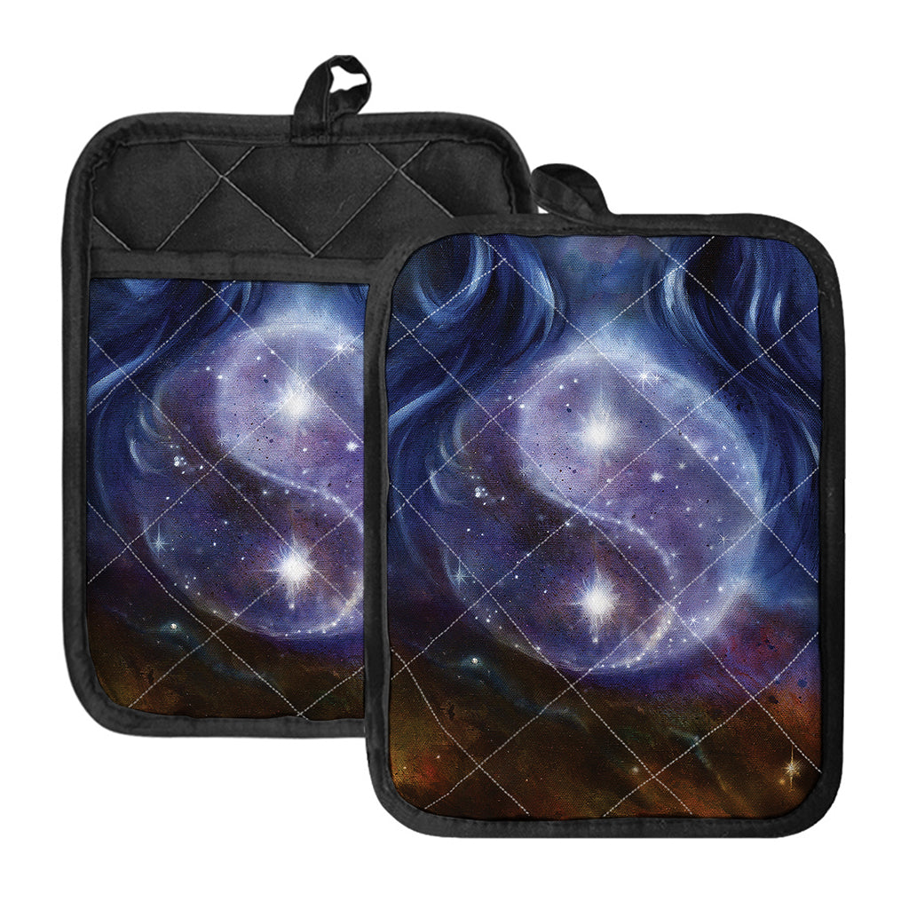 Woman Space Yin Yang Painting Print Pot Holders With Pocket